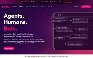 Cheq Homepage With The Agent Detection Panel