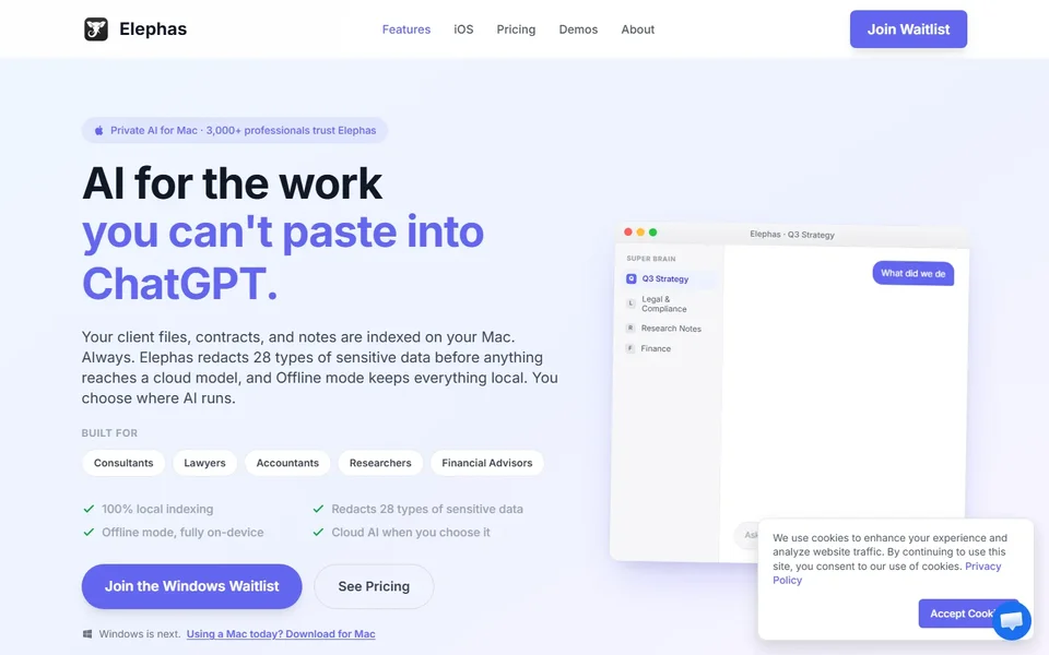 Elephas Homepage With App Preview