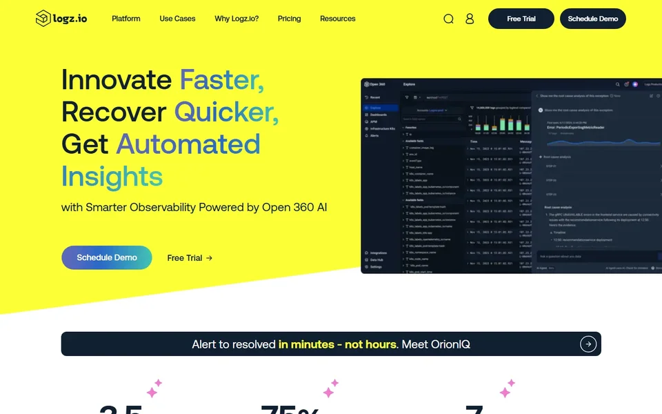 Logz Io Homepage With The Explore Log View
