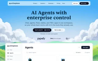 Activepieces Homepage With Agents