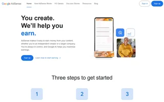 Google Adsense Homepage With Sign Up Buttons