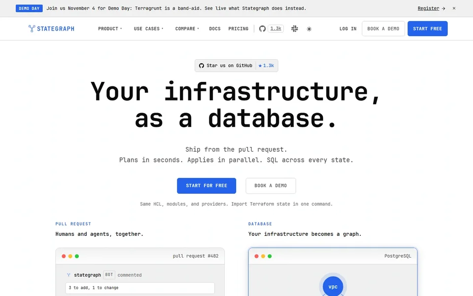 Stategraph Homepage With Pull Request Demo