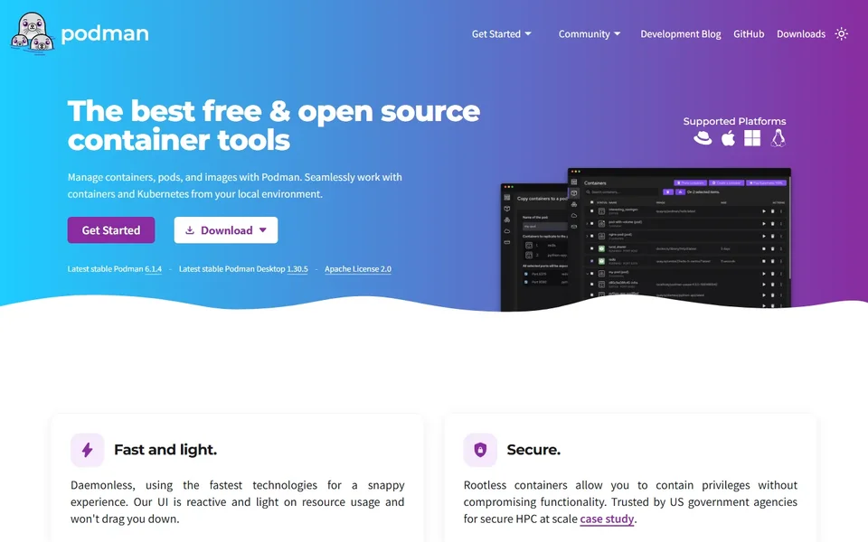 Podman Homepage With The Containers Screen