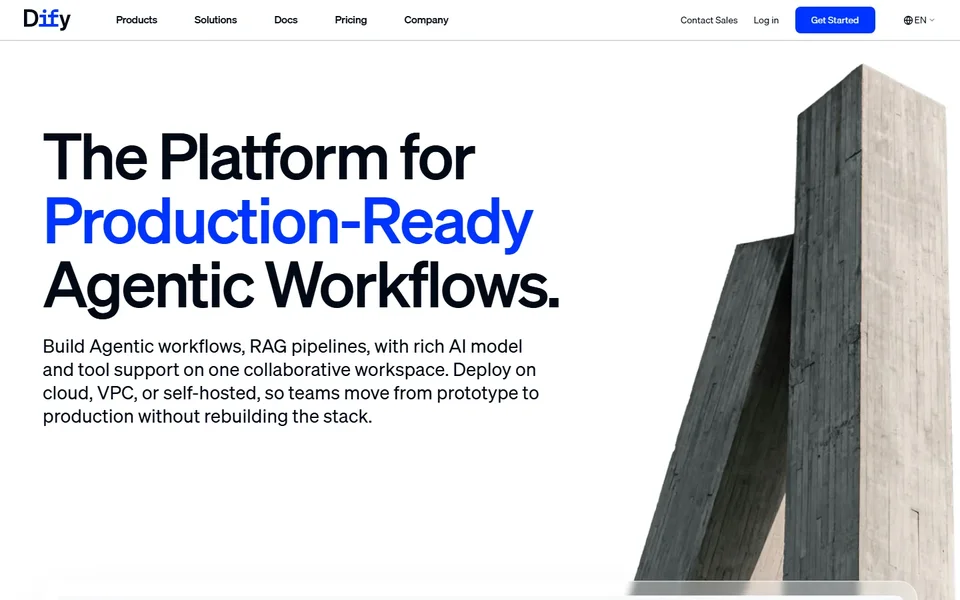 Dify Homepage With The Agentic Workflows Headline