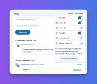 Contact History With Activity Type Filters