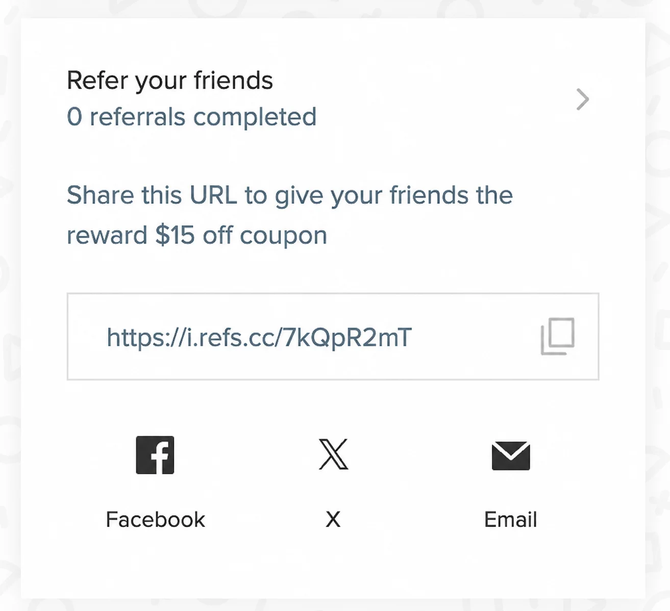 Refer A Friend Share Panel