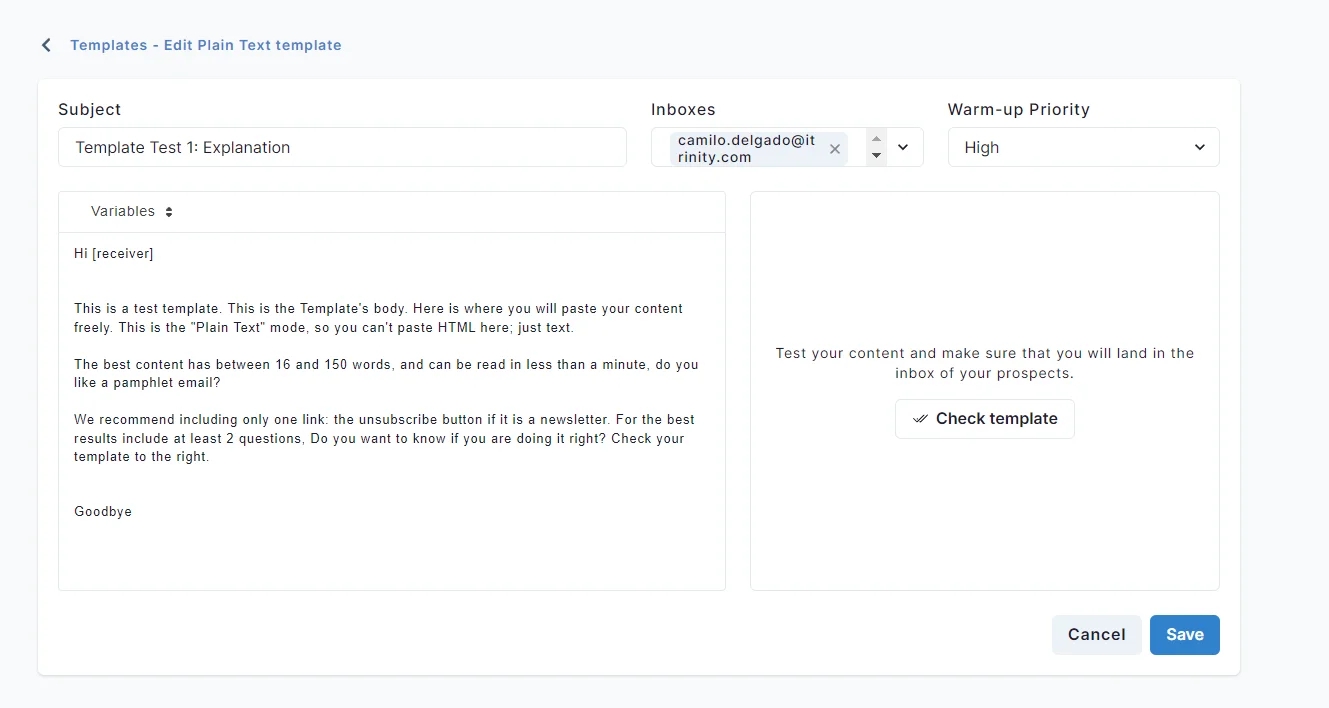 Plain Text Template Editor