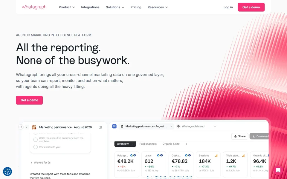 Whatagraph Homepage With A Report Preview