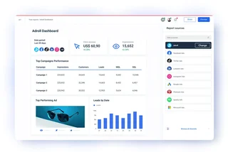 Adroll Dashboard Beside The Report Sources Panel