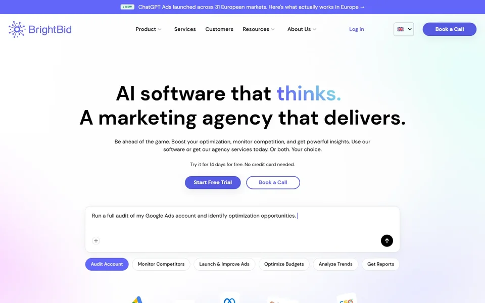 Brightbid Homepage With The Audit Composer