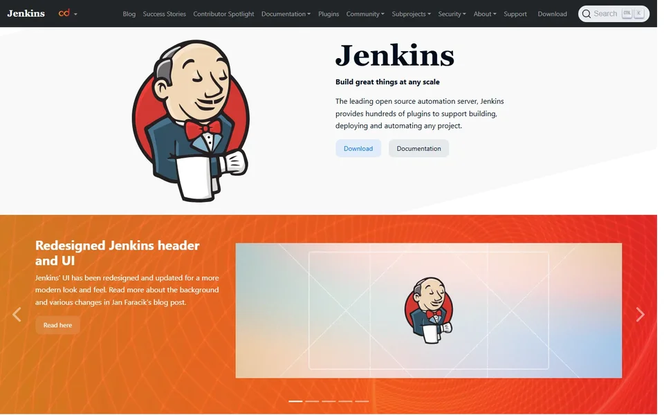 Jenkins Homepage With Build Great Things Hero