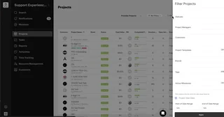 Projects List With Filter Panel