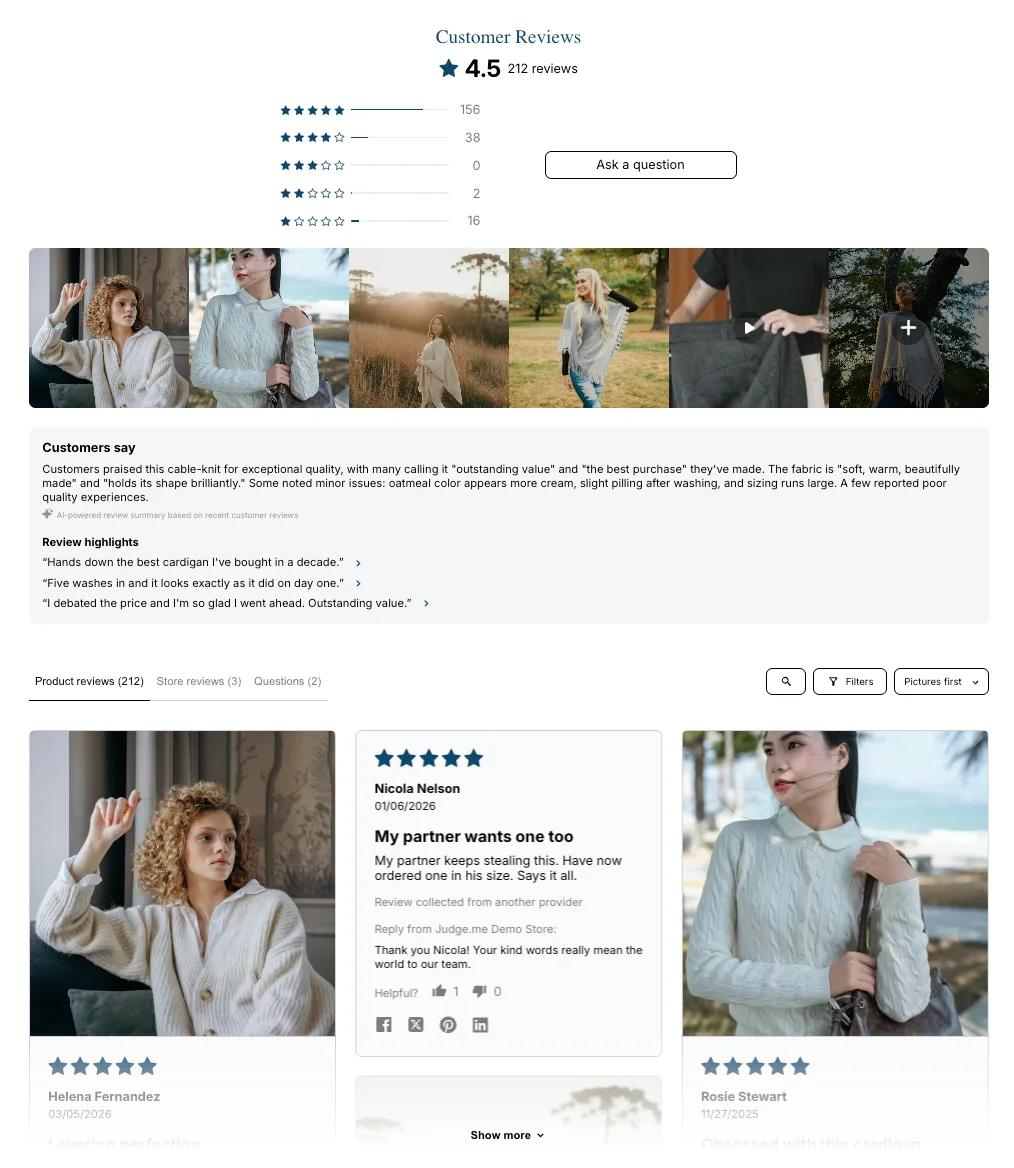 Storefront Review Widget