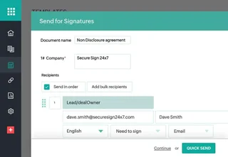 Send For Signatures Dialog With Recipients