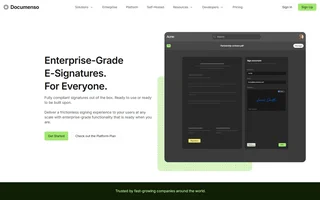 Documenso Homepage With Editor Demo