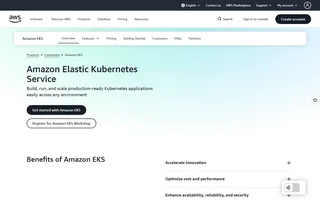 Amazon Eks Homepage With Get Started Buttons