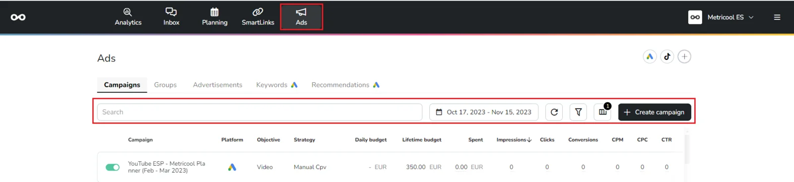 Ads Dashboard