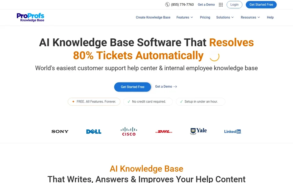 Proprofs Knowledge Base Homepage With Ai Headline