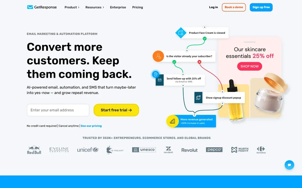 Getresponse Homepage