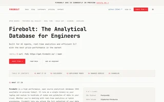 Firebolt Homepage With The Database Headline