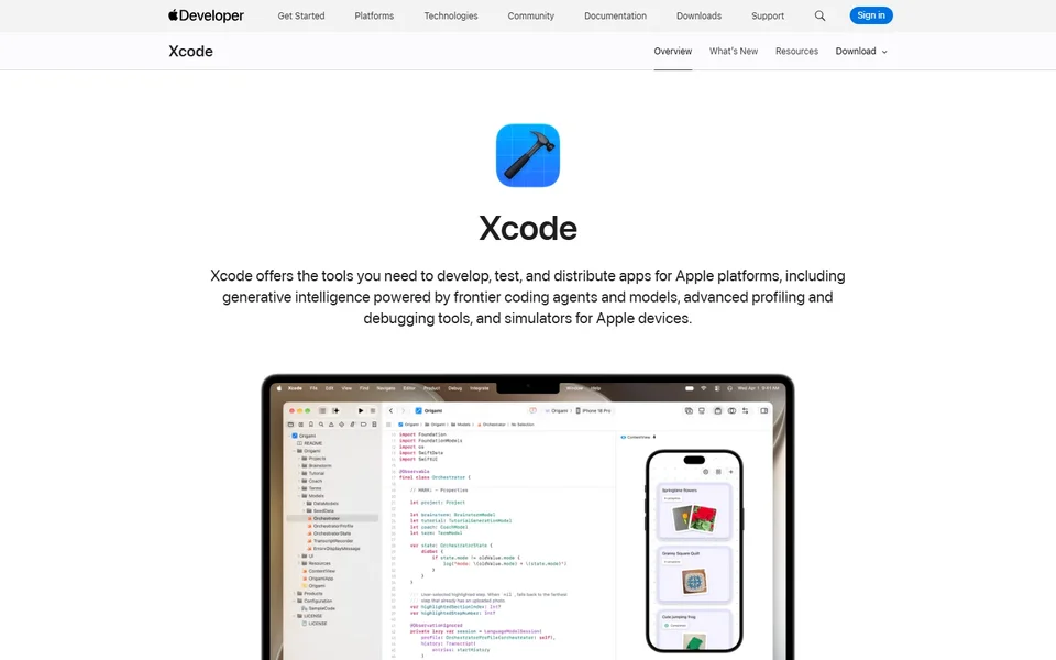 Xcode Developer Page With Editor Preview