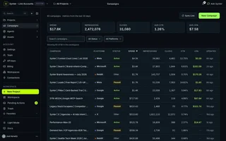 Campaigns List Across Ad Platforms