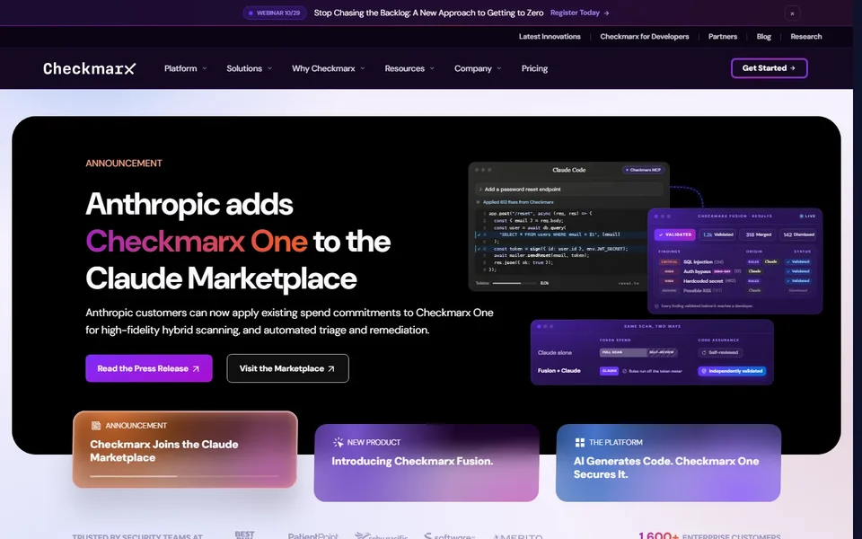 Checkmarx Homepage With Checkmarx One News