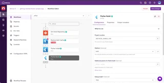 Workflow Editor With Pipeline Steps And Settings