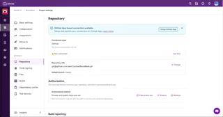 Project Repository And Authorization Settings