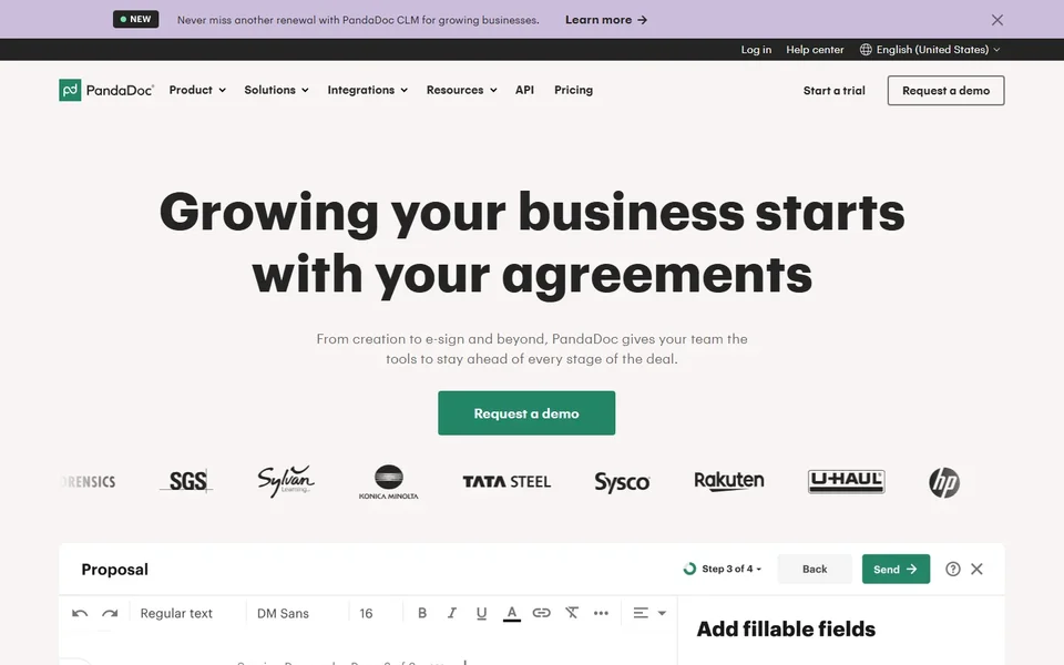 Pandadoc Homepage With The Proposal Editor