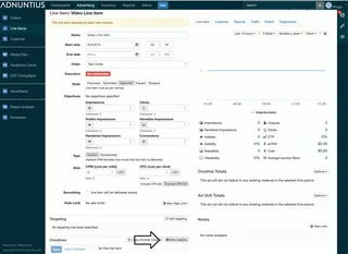 Line Item Editor With Delivery Objectives