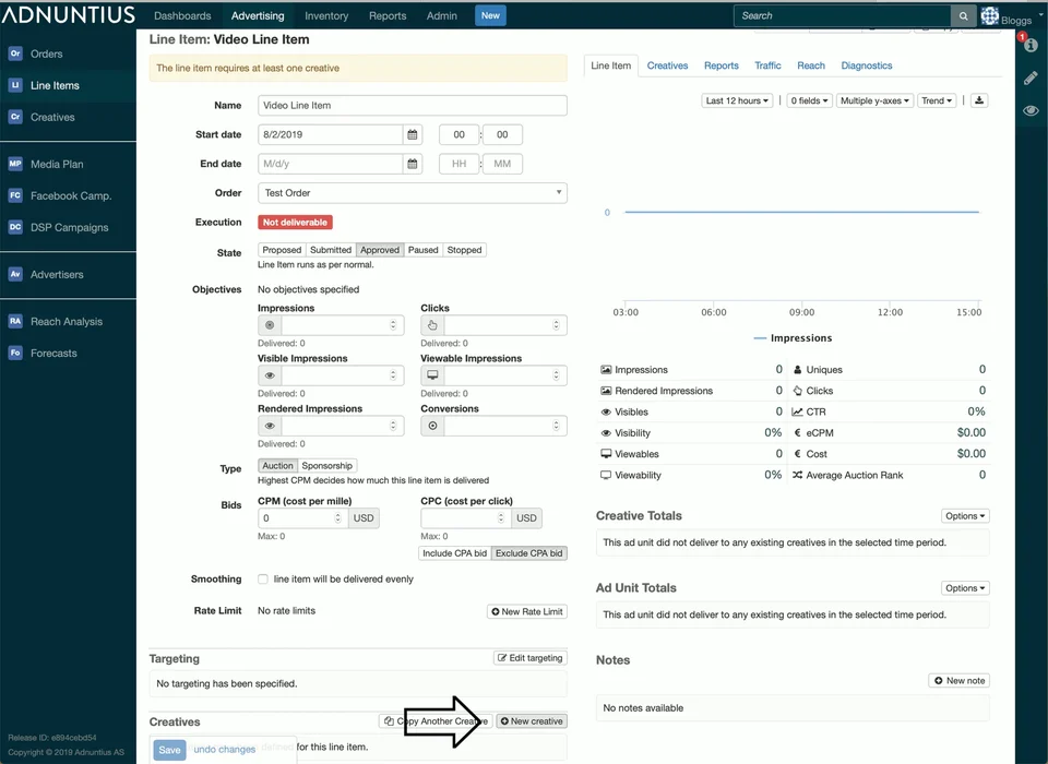Line Item Editor With Delivery Objectives
