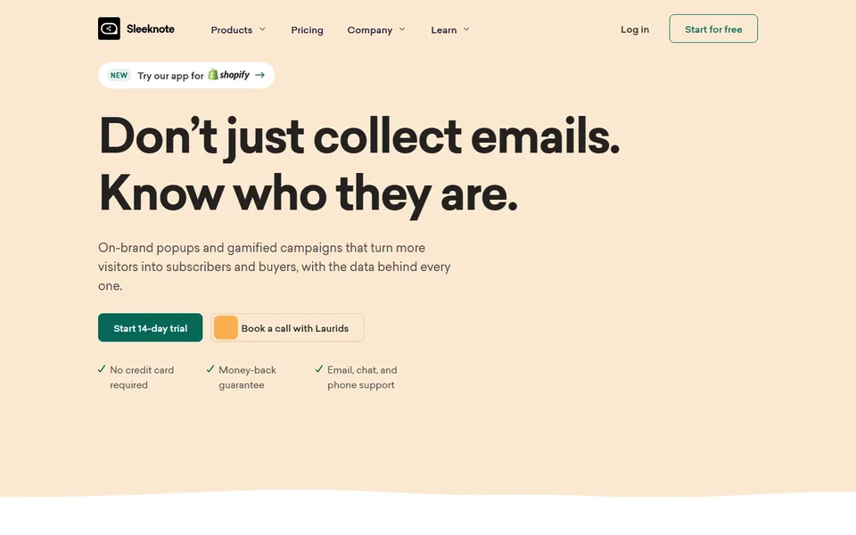 Sleeknote Homepage