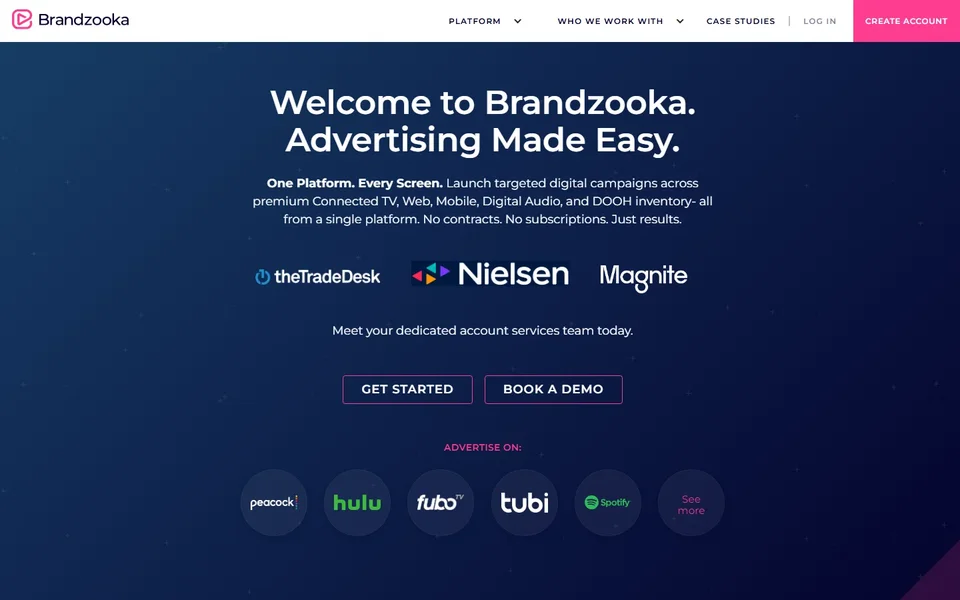 Brandzooka Homepage With Its Advertising Pitch
