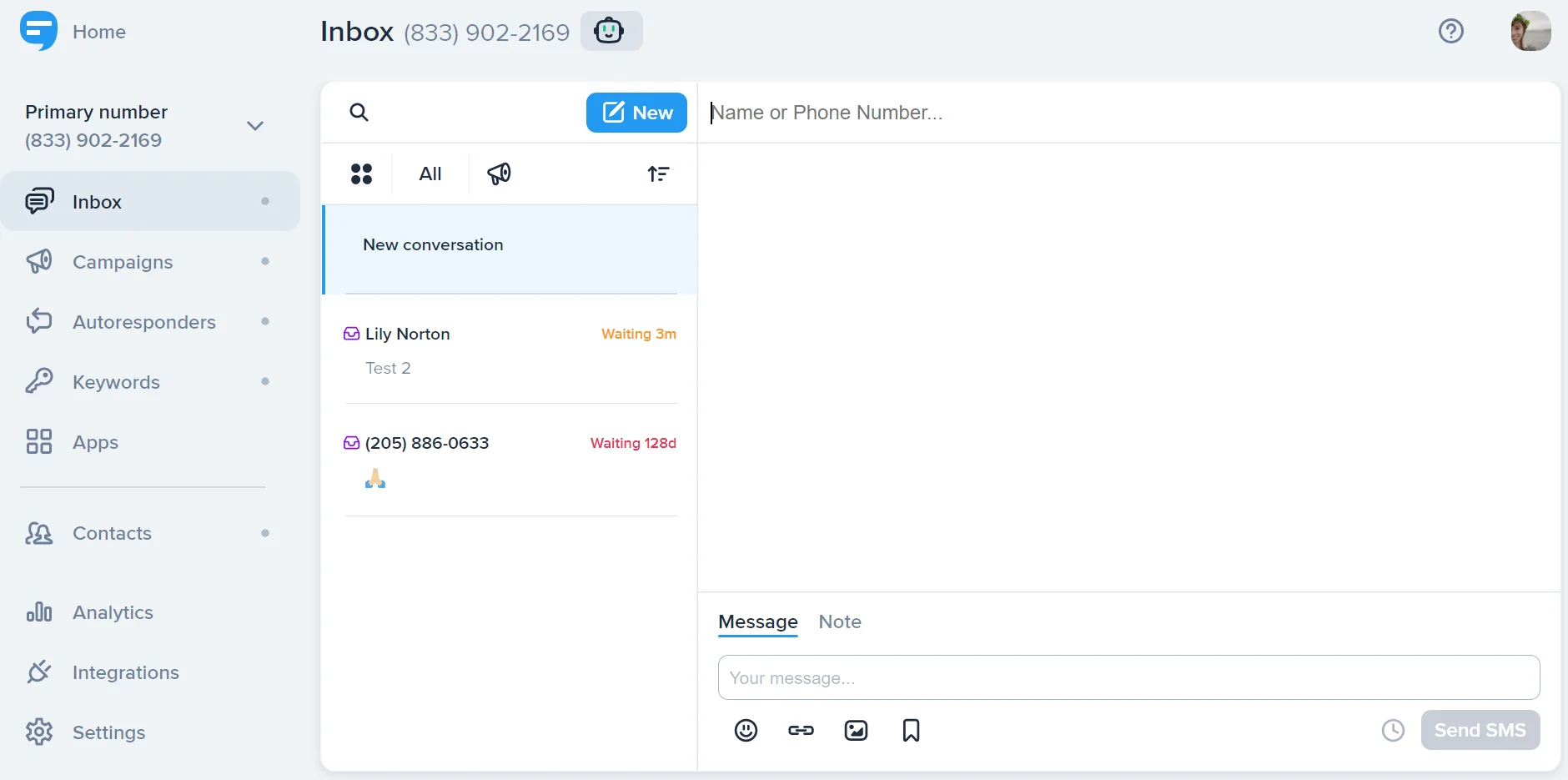 Two Way Messaging Inbox