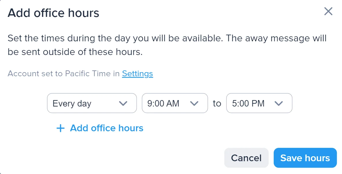 Away Message Office Hours
