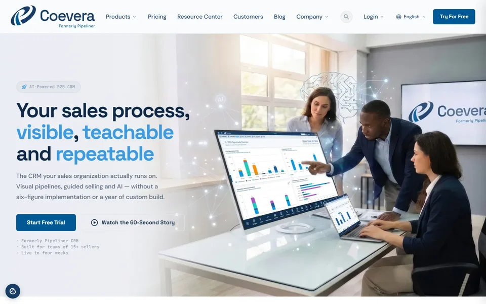 Coevera Homepage With The Sales Process Headline