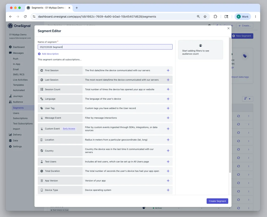 Segment Filter Builder