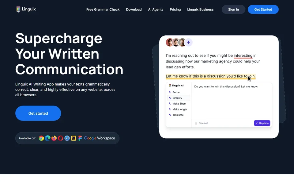 Linguix Homepage With The Ai Rewrite Menu