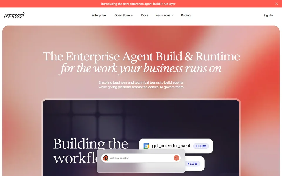 Crewai Homepage With The Agent Build Hero