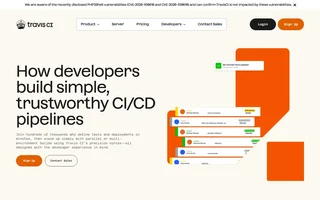 Travis Ci Homepage With Pipeline Headline