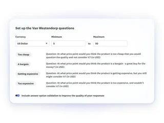 Price Sensitivity Question Setup