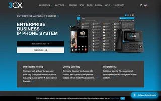 3Cx Homepage With Web Client Apps And Desk Phone