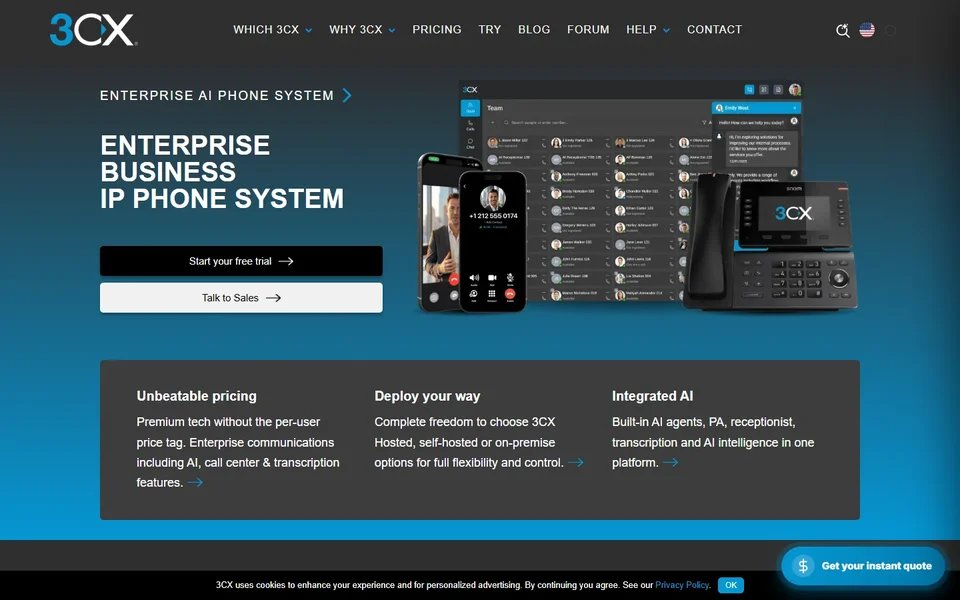 3Cx Homepage With Web Client Apps And Desk Phone