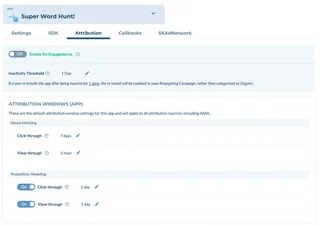 App Attribution Window Settings