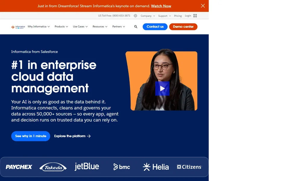 Informatica Homepage With The Platform Headline