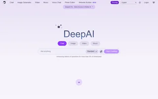 Deepai Homepage With The Ask Anything Prompt