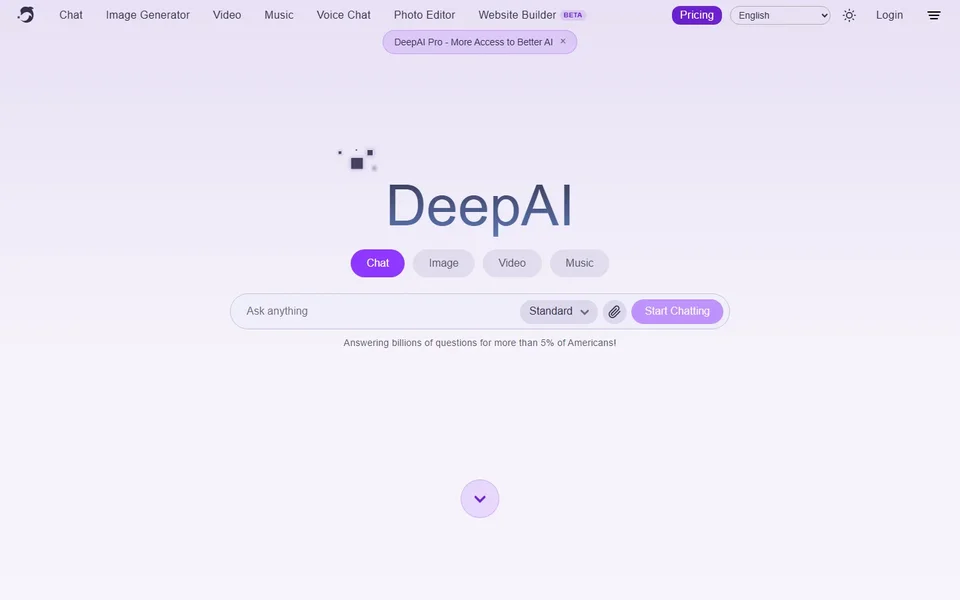 Deepai Homepage With The Ask Anything Prompt