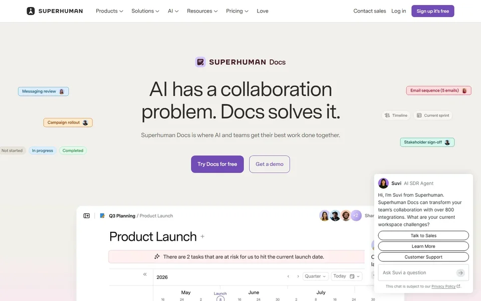 Superhuman Docs Homepage