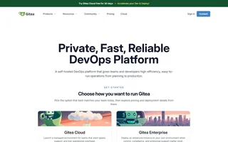Gitea Homepage With Deployment Choices